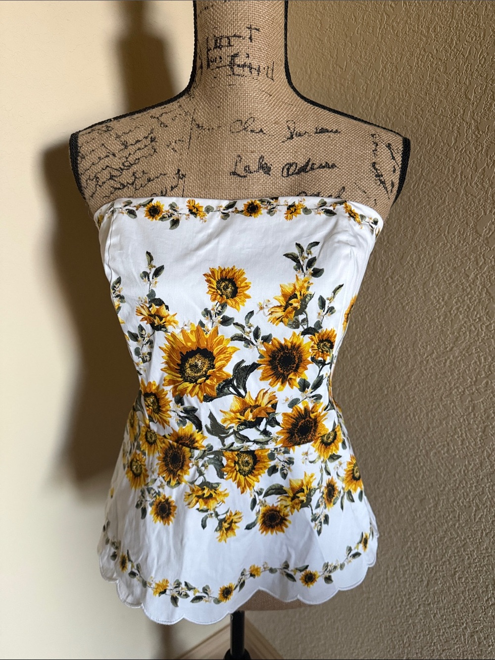 Sunflower Strapless White Summer Peplum Top